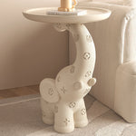 Table Éléphant Cuir Crème – Table d'Appoint Design Nordique avec Rangement - Arts du rangement