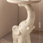 Table Éléphant Cuir Crème – Table d'Appoint Design Nordique avec Rangement - Arts du rangement