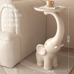 Table Éléphant Cuir Crème – Table d'Appoint Design Nordique avec Rangement - Arts du rangement
