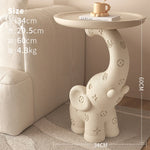 Table Éléphant Cuir Crème – Table d'Appoint Design Nordique avec Rangement - Arts du rangement