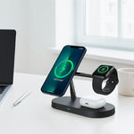 Station de charge 3-en-1 sur table de chevet moderne